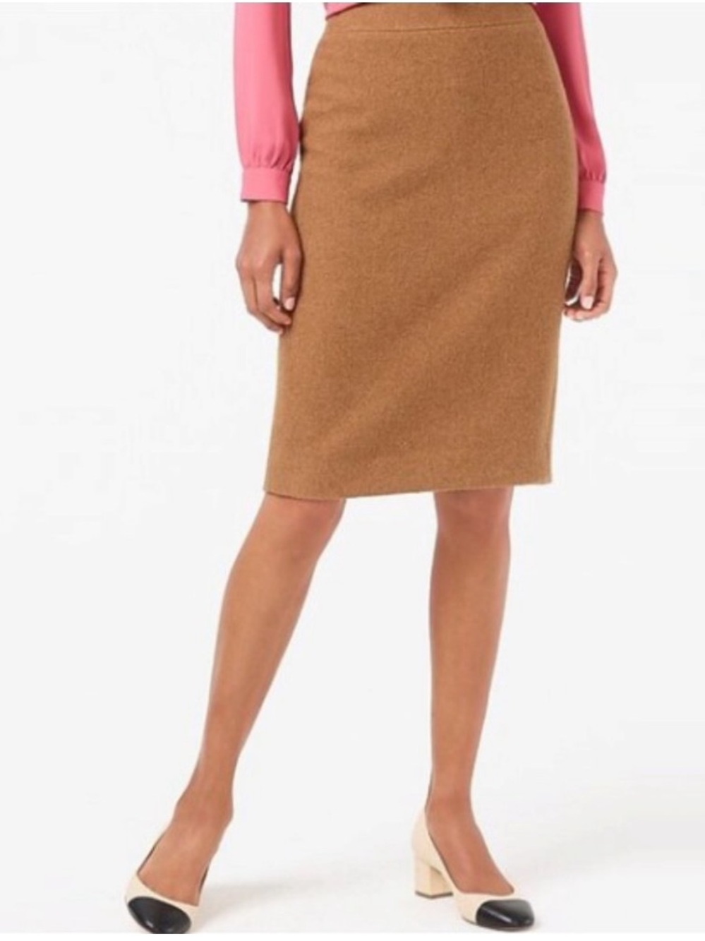J. Crew Double-Serge Wool Classic Preppy Pencil Skirt In Camel/Tan Size 8 NWT